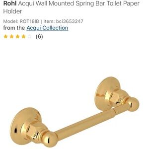 New in Box! Rohl Acqui Wall Mounted Toilet Paper Holder - Unlacquered Brass